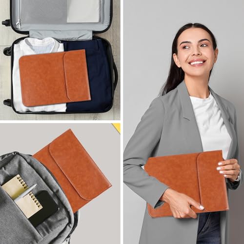 Allinside 11-12 inch Laptop Sleeve Case Compatible with MacBook Air 11 2010-2015/MacBook 12 2015-2017, Waterproof PU Leather Laptop Sleeve Bag Protective Vertical Case Cover, Brown - color: Brown, size: 11-12 in for Macbook Air 11/12/iPad