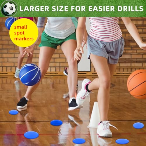 Poly Spot Markers 4inch/9 inch Non-Slip Rubber Agility Markers Flat Field Cones Floor Dots for Football, Soccer, Basketball Training Markers, School Activities, Exercise Drills, Social Distancing - style: 4 inch 24Pcs(Blue)