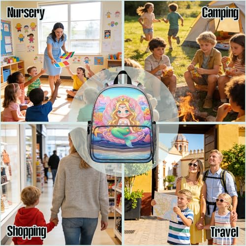 Mermaid Backpacks for Girls Kids Colorful Tail Print School Bookbag for Kindergarten Elementary School with Adjustable Buckled Chest Straps - color: Mermaid 01