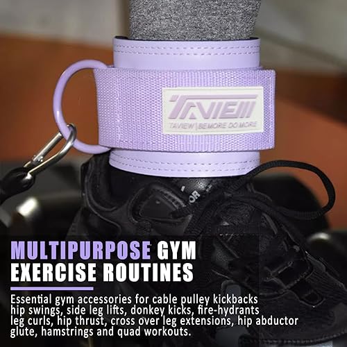 TAVIEW Ankle Straps Cable Machine Attachment for Gym - Cable Kickback Ankle Straps - Padded Ankle Cuffs for Glute Kickbacks and Leg Workouts - color: Purple-Single