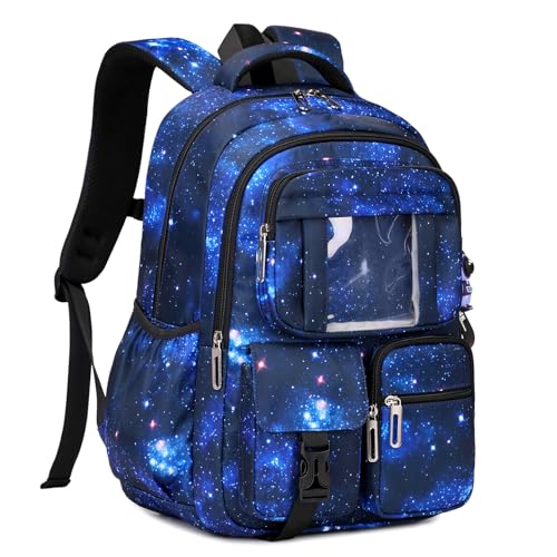 PIG PIG GIRL Kids Backpack for Girls Boys School Bags for Middle School Students Book Bag for Elementary Primary Kawaii Ita Backpack, Galaxy Astronaut - color: Galaxy Blue