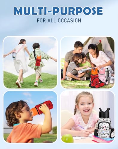 Miss Adola Water Bottle Carrier with Strap - Insulated Kids Water Bottle Holder for Boys Girls Bottle Bag for 10-18Oz - color: Red Eyes