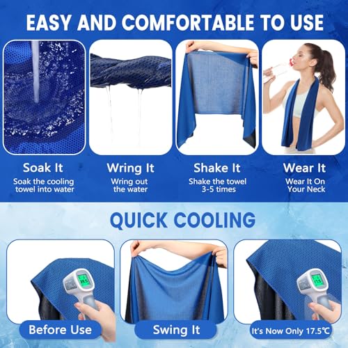Hosuly 300 Pack Cooling Towels Bulk 40 x 12 Inch Large Chilly Breathable Sweat Sports Cold Towels Sublimation Microfiber Ice Neck Rag for Hot Weather Workout Gym Team Gift (Dark Blue,Black,Red) - color: Dark Blue,black,red