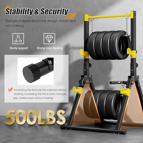 SogesPower Power Tower Pull Up Bar Station, Foldable Pull Up Dip Station Free Standing for Home Gym,Adjustable Pull Up Bar Stand Dip Bar Strength Training Workout Equipment,Triangular Design - color: Yellow