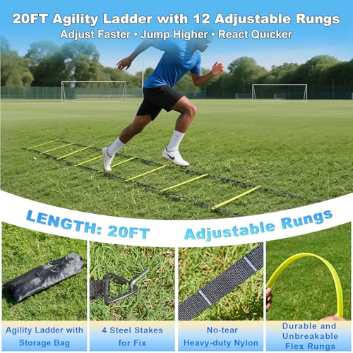 Soccer Goals for Backyard Soccer Goal 12x6 Big 10x6.5 8x6 6x4FT Soccer Goals for Youth Adults and Kids Large Metal 2" Goal Post with Agility Ladder and Target Net Soccer Cones Practice Equipment - style: 8×6 FT
