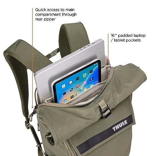 Thule Paramount 24L Backpack - Commuter Backpack with Padded Laptop Sleeve - Fits 16" laptops and 12" Tablets - Thoughtful Layout and Organization - color: Soft Green, size: 24L