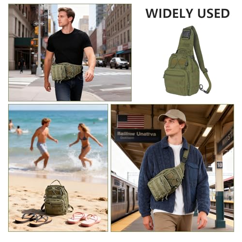Fishing Backpack Small Fishing Tackle Storage Bag with 3 Methods of Carrying Large Capacity Sling Backpack for Outdoor Hiking Travel Hunting (Army Green) - color: Army Green