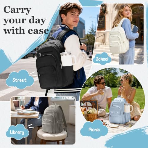 College Backpack For Women Men,High School Backpack with Lots of Pockets - color: A1-black