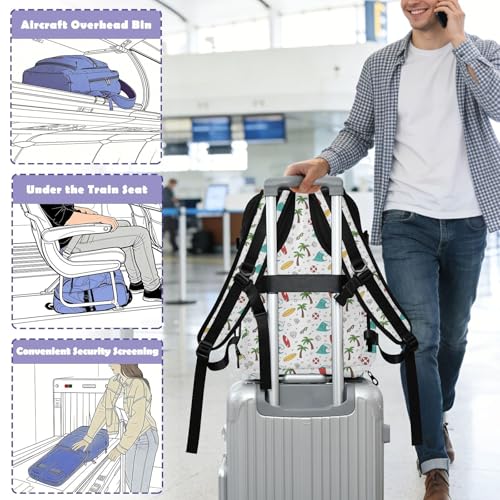 Travel Backpack with Shoe Compartment, 20L Large Capacity Laptop Backpack for Men Women, Summer Theme Daypack for Traveling Hiking Carry On
