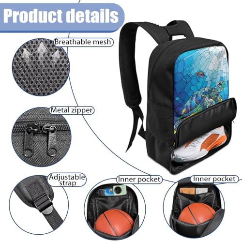 Basketball Backpack With Separate Ball Compartment And Shoes Fit Basketball Volleyball Football - color: Turtle