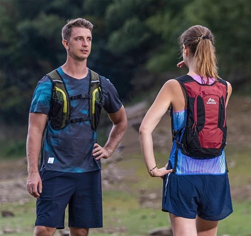 MARCHWAY Lightweight Hydration Backpack with Vest Style Straps & 2.5L TPU Water Bladder, Versatile Sleek Multi-Pocket Pack for Hiking, Cycling, Running, Backpacking, Travel - color: Red