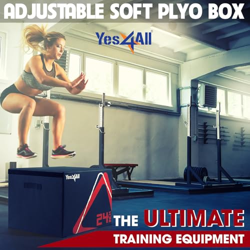 Yes4All Adjustable Soft Plyo Box, Jumping Trainer - For Plyometric Exercises and Conditioning, Multiple Height Variations - color: B. Black - 12"
