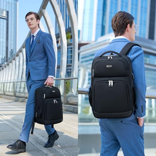 DUSLANG Laptop Backpack,Business Travel Anti Theft Slim Durable Laptops Backpack with USB Charging Port,Water Resistant College Computer Bag for Women & Men Fits 15.6 Inch Laptop and Notebook, Black - color: Black -a
