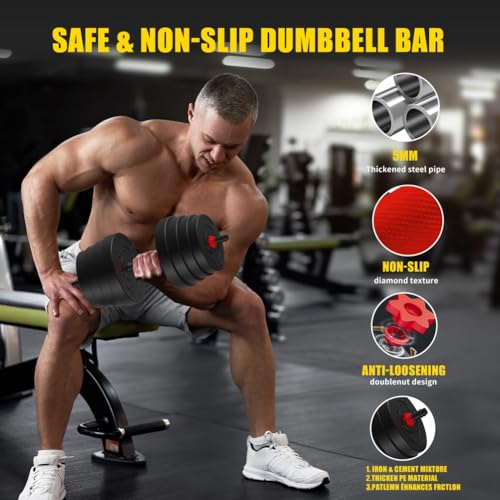 Adjustable Dumbbells,4 in 1 Dumbbells Set Used as Barbell, Kettlebells, Push up Stand, Weight Plate, Fitness Exercises for Home Gym - color: Black+90LBS