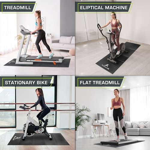 ProsourceFit Treadmill & Exercise Equipment Mats, Folding (7’L x 3’W x ¼”T) High Density PVC Floor Protector - color: Black