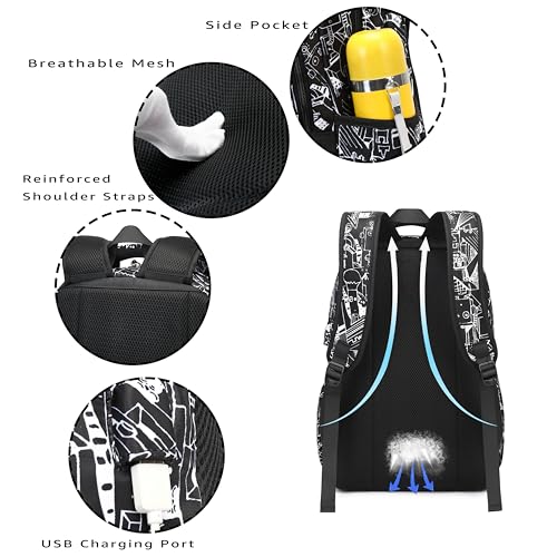 Asge Large Nylon Backpacks for Boys & Girls, Waterproof Satchel with Print, School Bags for 8-16 Years - color: Oslei128-3