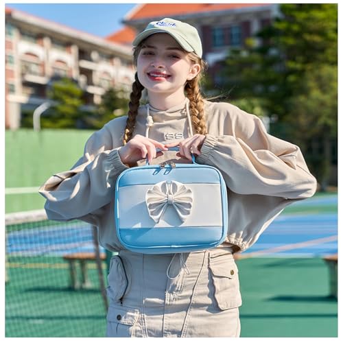 School Backpack for Girls 3PCS Nylon Kids Backpack Set with Lunch Box & Pencil Pouch, Cute Lightweight Teen Girls School Bag Laptop Bag Travel Daypack for Elementary Middle High School Beige Blue - color: Blue