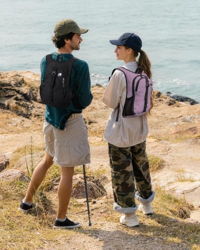 Folding Hiking Backpack with Phone Pocket for Men Women, Small Ultralight Packable Casual Daypack with Shoulder Chest Straps for Travel, 15L Foldable Lightweight Day Pack, Purple - color: Purple