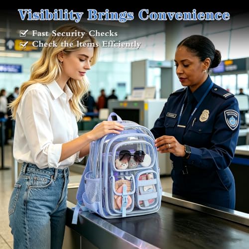 Three-layer Clear Backpack, Heavy Duty Clear Bookbag for Kids, See Through Backpack Transparent Bag for Girls Boys (Light Blue) - color: Light Blue