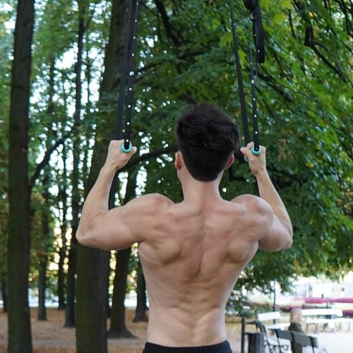 Kensui NanoBars V2 - Portable Suspension Trainer, 600 lb Max Load | Stable and rotating handle modes support pull ups, rows, dips, curls and full body training with natural wrist movement. - color: Black