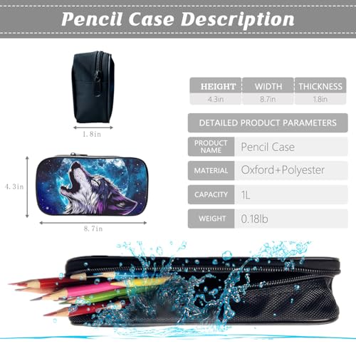Kids Backpack School Bookbag 16inch Schoolbag With Lunch Box Bag And Pencil Case Set For Boys Girls - color: Wolf