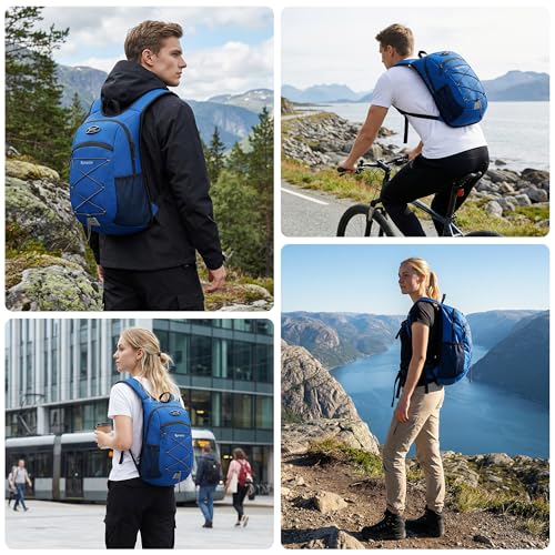 Ultra-Light Soft Daypack 15L/20L, Cushioned Breathable Back Panel Backpack, Lightweight Packable Travel Backpack (Blue, 20L) - color: Blue, size: 20L