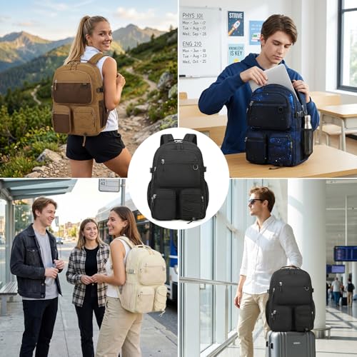 Lohol Multi-Pocket Backpack for School College Travel, Heavy Duty Big Bookbag with 15.6 inch Laptop Compartment (Green Graffiti - color: Green Graffiti