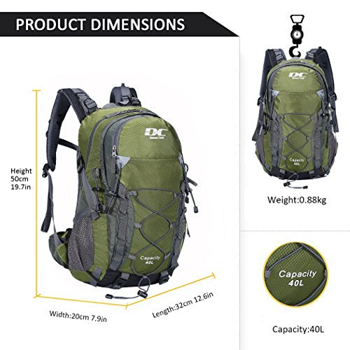 Diamond Candy Waterproof Hiking Backpack for Men and Women, Lightweight Day Pack for Travel Camping | Waterproof - color: Armygreen