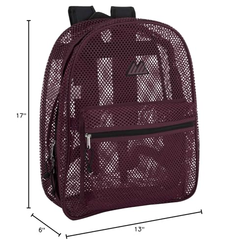Summit Ridge Mesh Backpacks for Kids, Adults, School, Beach, and Travel, Colorful Transparent Mesh Backpacks with Padded Straps Large - color: Purple