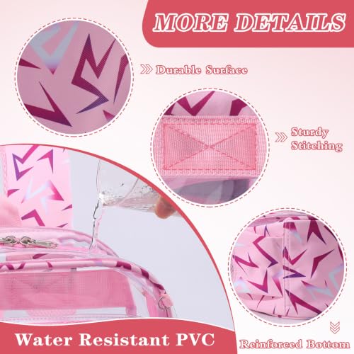 Three-layer Clear Backpack, Heavy Duty Clear Bookbag for Kids, See Through Backpack Transparent Bag for Girls Boys (Pink Lightning) - color: Pink Lightning