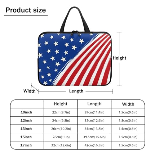 10 Inch American Flag Laptop Sleeve, Red White and Blue Laptop Cover Computer Bag Tablet Carrying Case, Zipper Tote Bags Notebook Sleeves Independence Day Gifts for Men Women - color: American Flag, size: 10 Inch