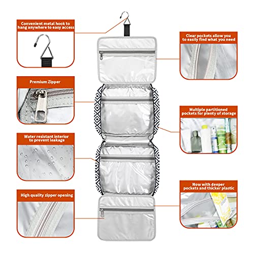 Bosidu Hanging Travel Toiletry Bag,Large Capacity Cosmetic Travel Toiletry Organizer for Women with 4 Compartments & 1 Sturdy Hook,Perfect for Travel/Daily Use/Christmas - color: Plaid