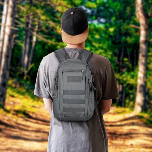 HUNTVP 10L Tactical Backpack Small Backpack Mini Daypack Military MOLLE Rucksack Gear Tactical Assault Pack Bag for Hunting Camping Trekking(10l-grey) - color: Grey, size: 10L