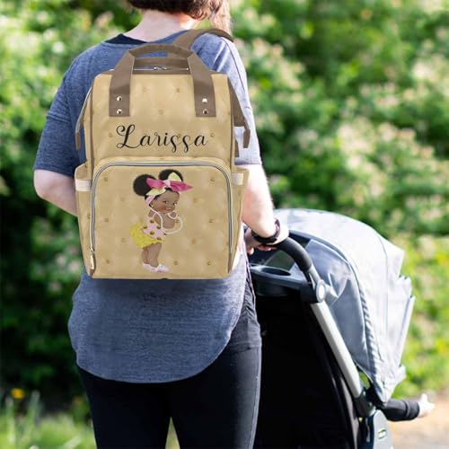 Custom Name Diaper Bag Backpack for Mom Personalized Black Afro Women Nappy Bag Casual Travel Daypack Customized Newborn Gift Yellow - color: 230112-10