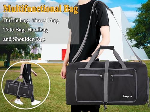 Woogwin Travel Duffel Bag Large Foldable Waterproof Overnight Bag for Beach Swim Bags Pool Sports Gym - color: 60L SnowBlack