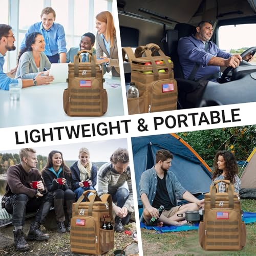 Fathers Day Gift-Tactical Backpack Cooler,Large Cooler Backpack Lunch Box for Men Adults Work with Handle,Insulated Soft Thermal Bag - color: Camo-yellow