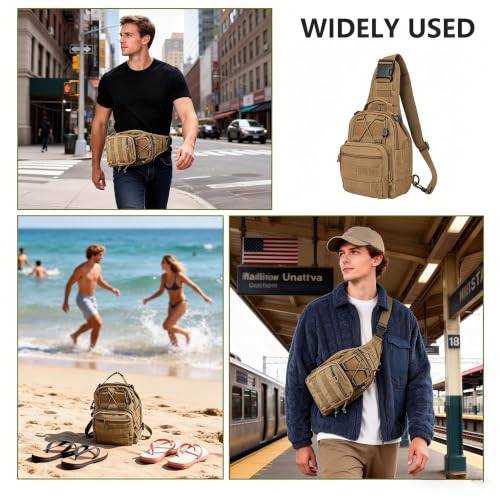 Fishing Backpack Small Fishing Tackle Storage Bag with 3 Methods of Carrying Large Capacity Sling Backpack for Outdoor Hiking Travel Hunting (Khaki) - color: Khaki