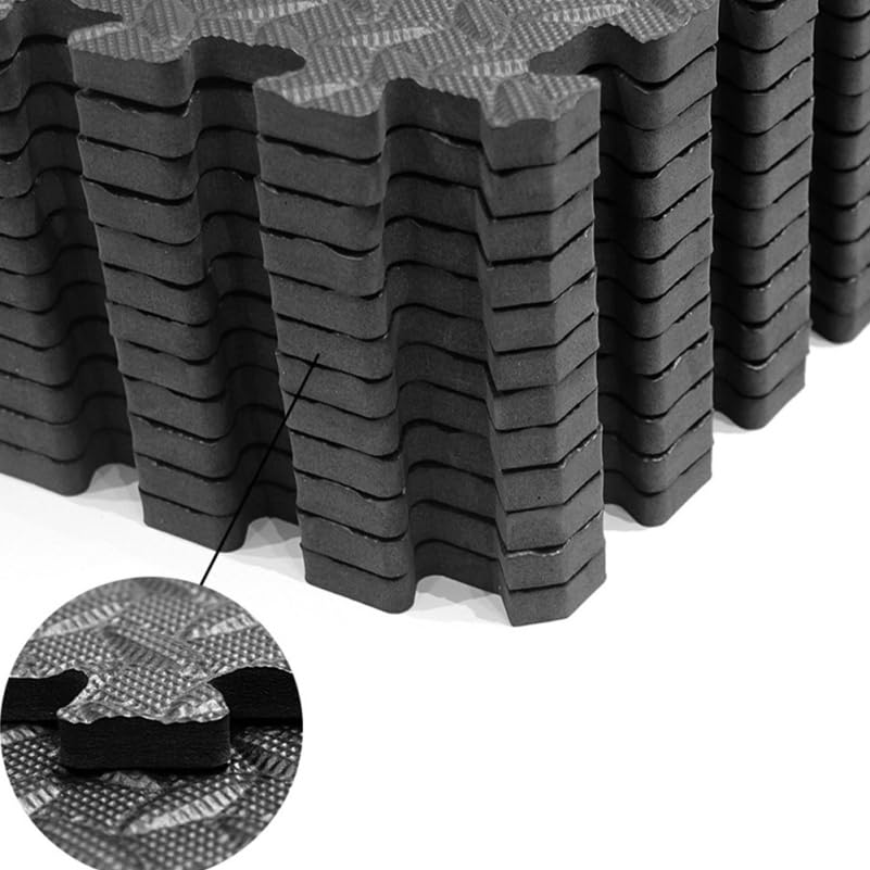 ibasenice Leaf Grain Gym Floor Mats 16 Pieces 11.81X11.81 Inch Eva Foam Interlocking Tiles Thick Cushioned Non-Slip Exercise Mats for Home Gym Yoga Dance