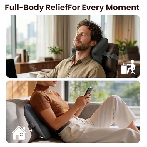 BOB AND BRAD Back Massager with Heat FSA Eligible HSA, Shiatsu Back Massager for Pain Relief Deep Tissue, 3D Kneading Massage Pillow for Pain Relief, Soothing Full-Body Relief for Family - color: Graphite Gray