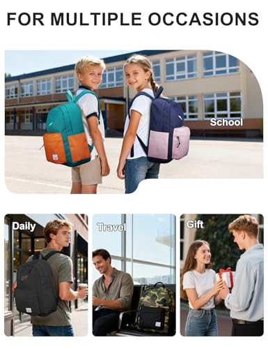 VASCHY Lightweight Backpack for School, Classic Basic Water Resistant Casual Daypack for Travel with Bottle Side Pockets (Gray) - color: Dark Gray