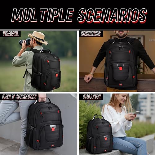 Z-MGKISS 18.4 Large Travel Backpack, USB Computer Bagpack Fits 18.4 Inch Laptop, Business Backpack for Men, TSA Flight Approved, Laptop Backpacks, Black - color: Black