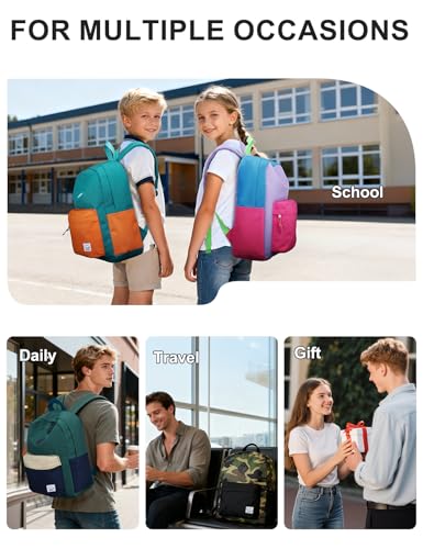 VASCHY Lightweight Backpack for School, Water Resistant Classic Bookbag with Side Pockets for Girls Kids,Teens Violet Rose Pink - color: Violet & Rose Pink