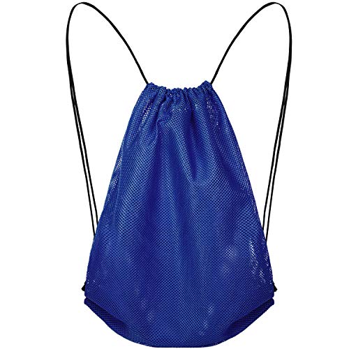 Frienda Mesh Drawstring Backpack Bag Multifunction Mesh Bag, Dark Blue - color: Dark Blue