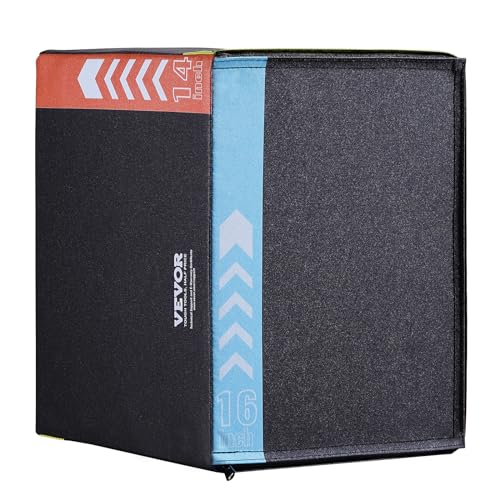 VEVOR 3 in 1 Plyometric Jump Box, Cotton Plyo Box, Platform & Jumping Agility Box, Anti-Slip Fitness Exercise Step Up Box for Home Gym Training, Conditioning Strength Training, Multiple Sizes, Black - size: 16"x14"x12"