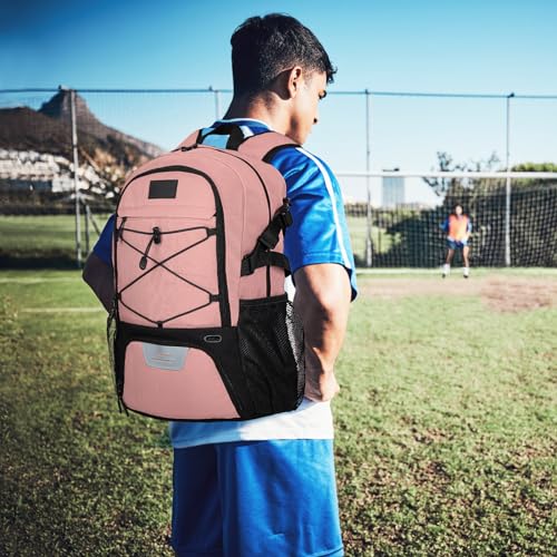Goloni Soccer Backpack,Basketball Backpack with Ball Compartment & Shoe Compartment,Backpack for Basketball,Soccer - color: Light Pink