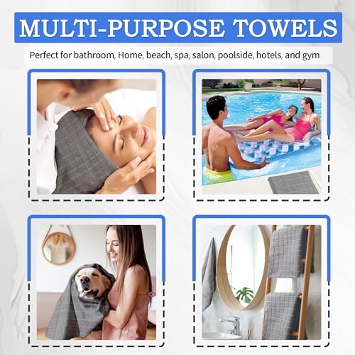 Microfiber Bath Towels 2 Pack (22'' x 48'') - Lightweight Quick Dry Microfiber Fingertip Hand Towels, Soft Absorbent Gym Towels for Yoga, Salon, Camping, Hotel, Bathroom, Spa, Travel & Dog