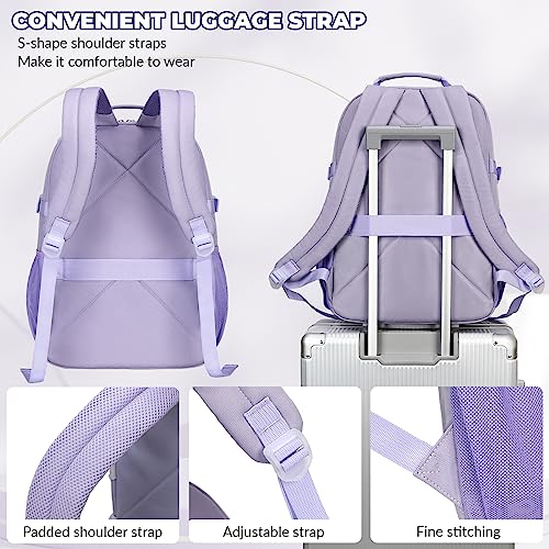 Lanola Basic Multi-Pocket Multipurpose Casual Backpack Water Resistant Bag for Business Travel Hiking Daypack - Dark Blue - color: Dark Blue