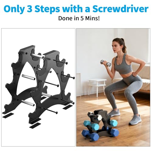 Dumbbell Rack Stand Only - Heavy Duty Weight Rack for Home Gym Organization, Compact Dumbbell Stand for Space Saving, Small Weight Storage for 1-15 LB Dumbbells in Home/Office/Studio