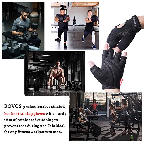 Workout Gloves for Men Ventilated Leather Weightlifting Gloves, Double-Layer Anti-Slip Palm with Foam Padding for Superior Grip and Hand Protection - size: Medium