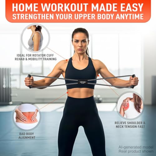 Figure 8 Resistance Bands for Arm, Back, 3 Level Latex Heavy Exercise Bands with Handles for Strength Training, Full Body Workout, Physical Therapy, Pilates, Yoga, Home Gym Equipment for Women - style: Grey-1